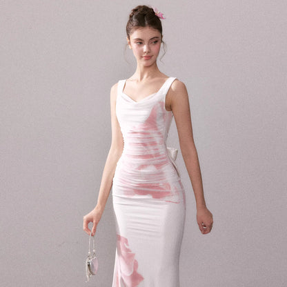 YZZI HE - Cold Rose Mesh Mermaid Dress dress YZZI HE White S