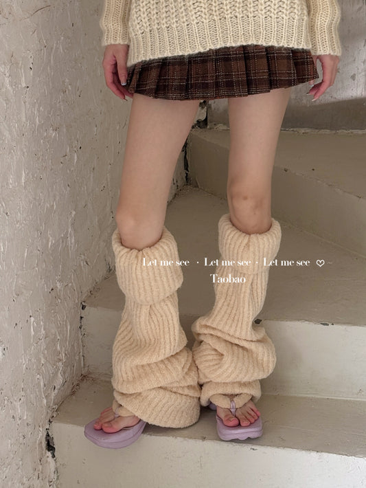 LET ME SEE - Kawaii Long Leg Warmer Socks leg warmmers let me see Beige
