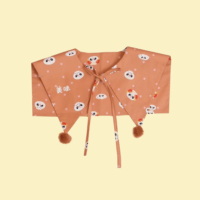 NIKKOU - Xiaolongbao Print Detachable Collar tie Nikkou home Brown