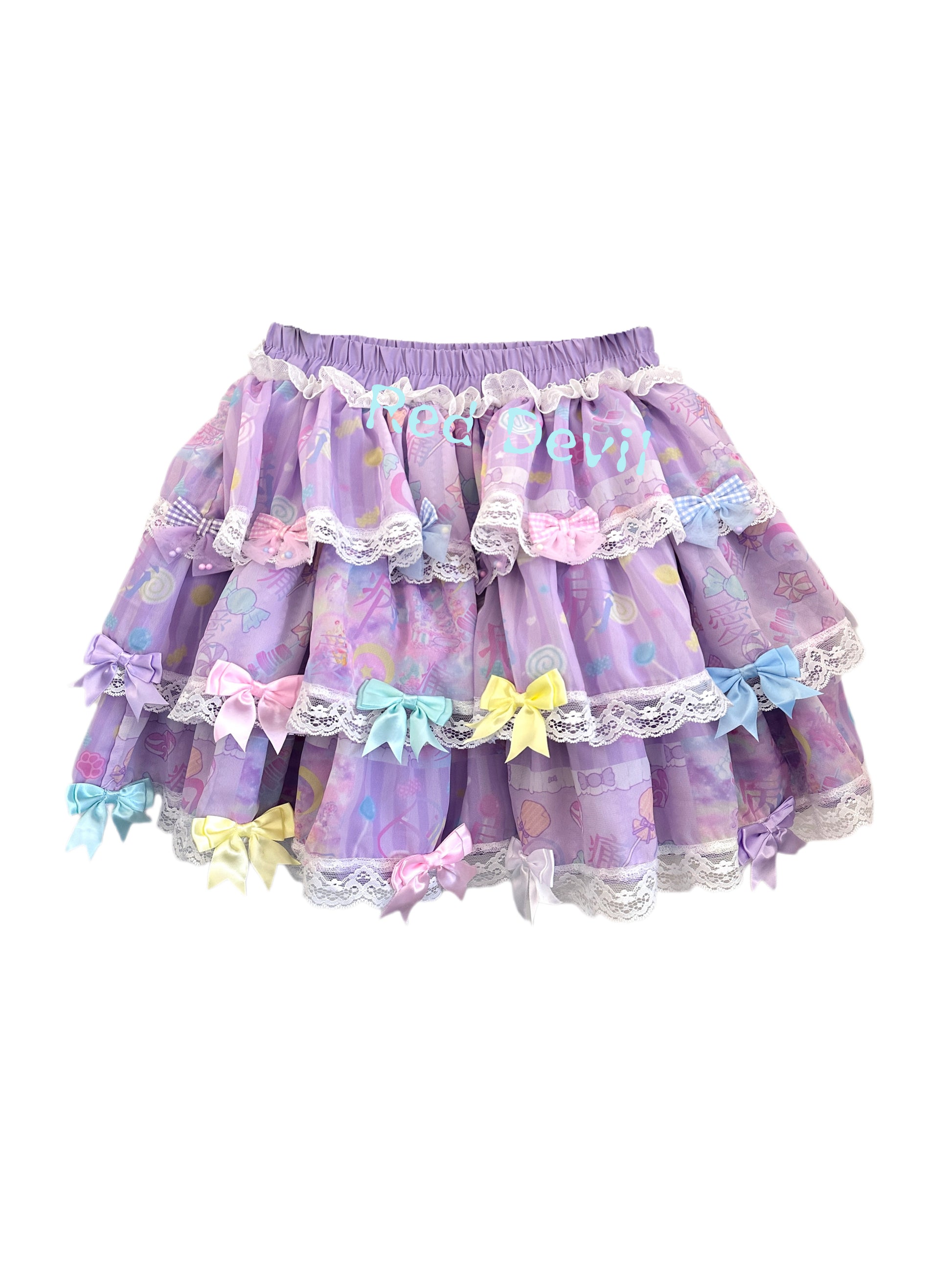 RedDevil - Decora Kei Layered Bow Lace Mini Skirt skirt Red Devil