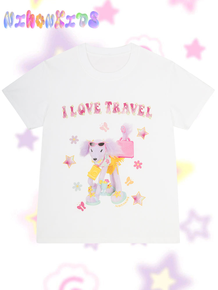 NIHON KIDS - Y2K Travel Dog Graphic T-Shirt Cotton Cute tshirt NIHON KIDS