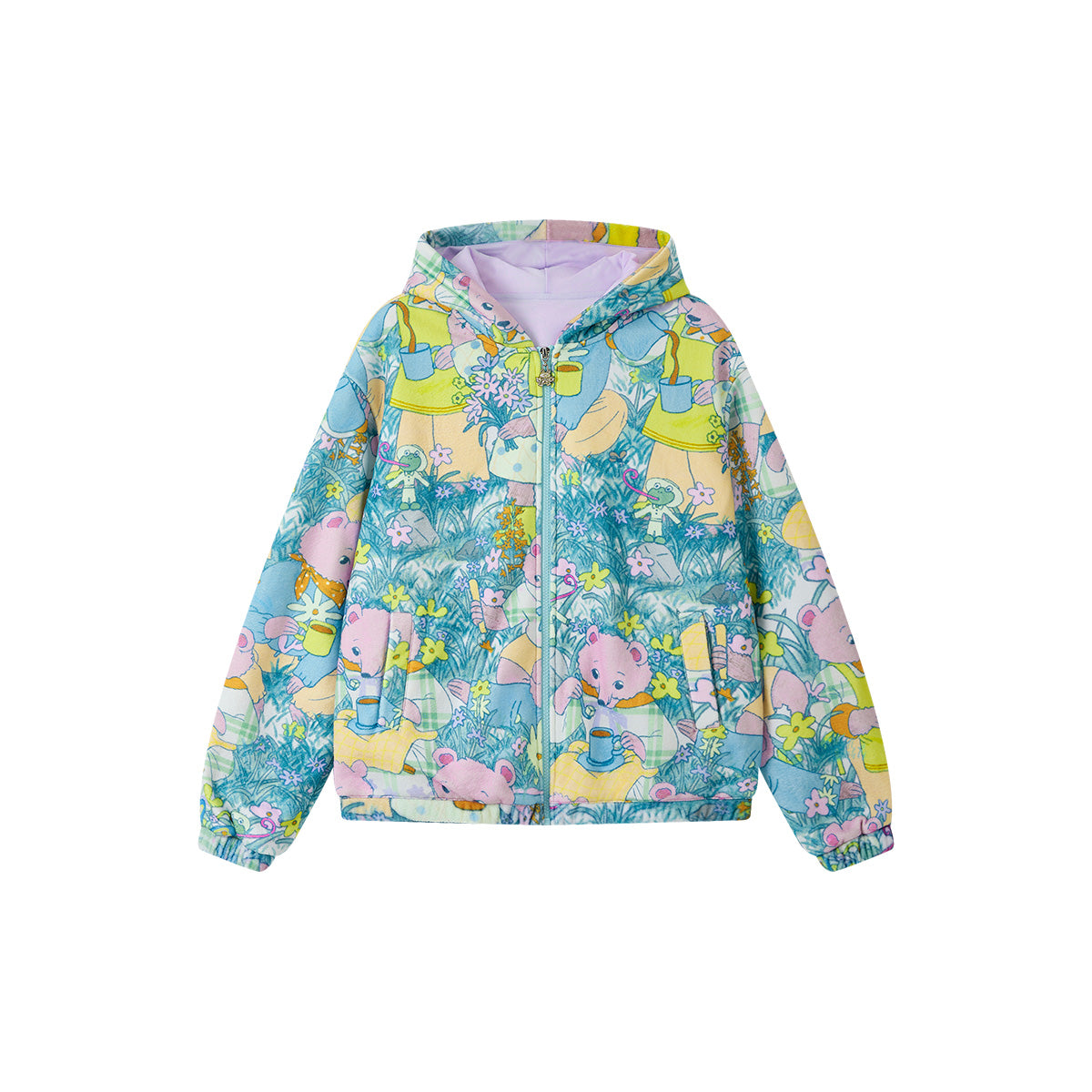 tntntutu - Blue Green Fleece Hoodie with Bear Print jacket tntntutu