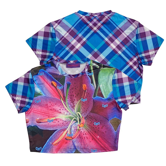 Decora Kei T-shirt – Vintage Plaid Round Neck tshirt bunnybunnygun