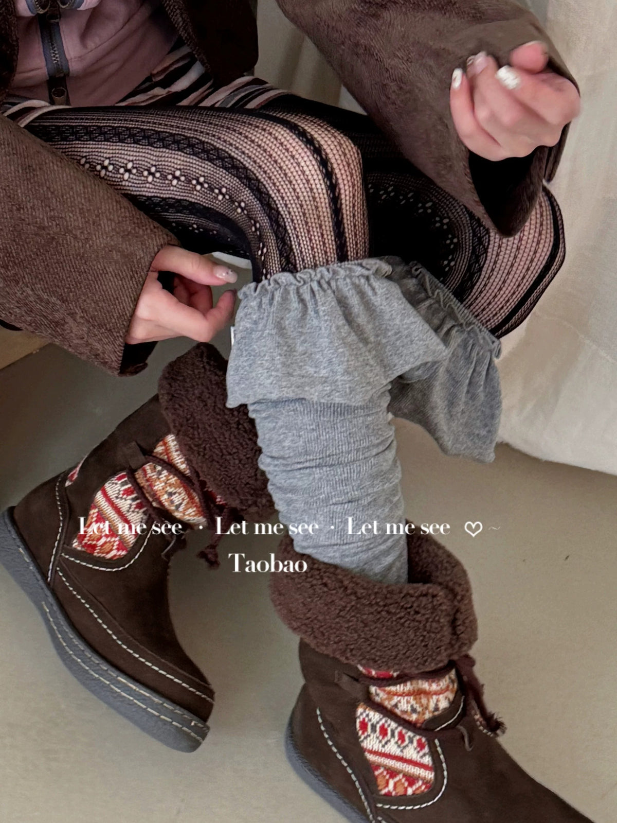 LET ME SEE - Ruffle Slouch Socks Winter Calf Socks socks let me see Grey