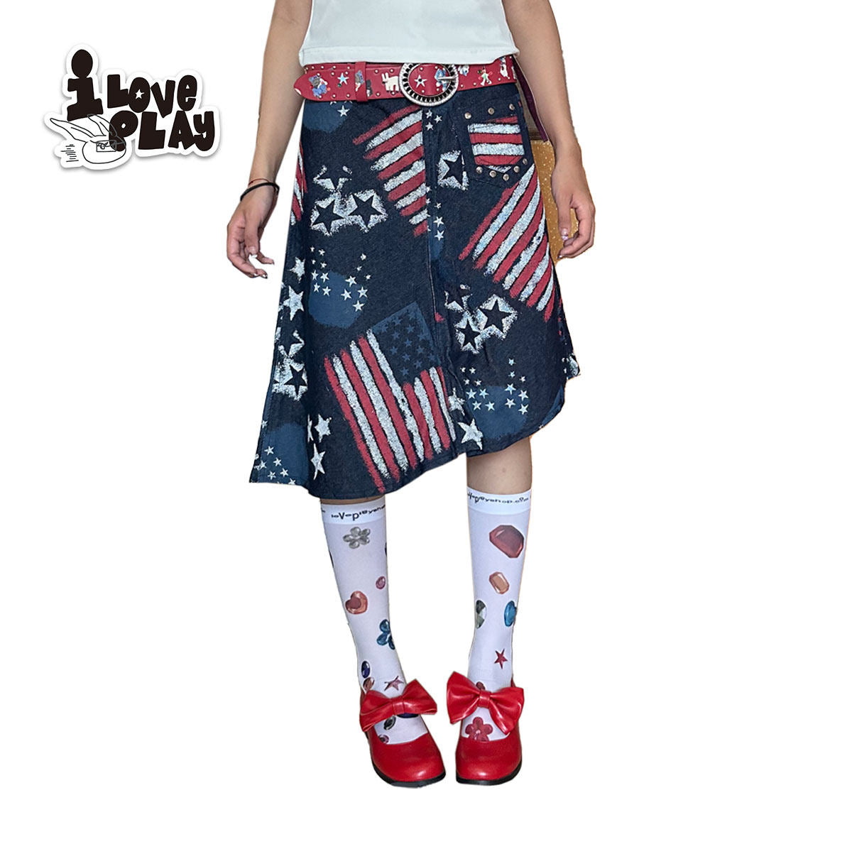 loveplay – Y2K Gem Print Mid Socks socks loveplay
