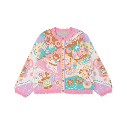 LutraJump - Decora Kei Patchwork Knit Cardigan cardigan Lutra Jump S