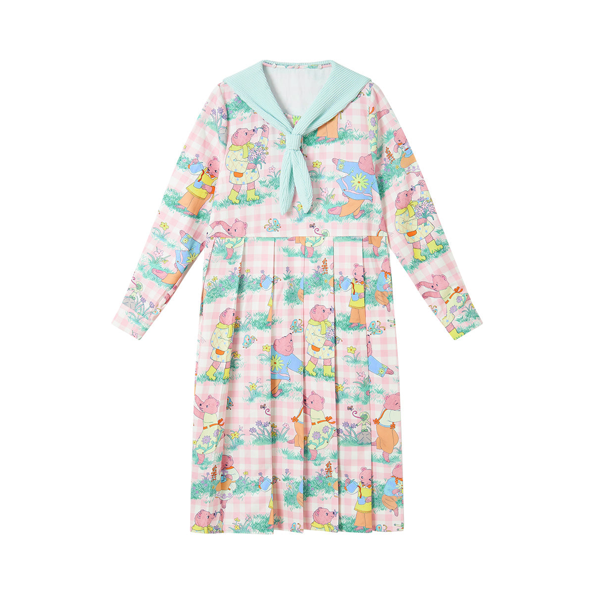 tntntutu - Pink Teddy Print Removable Sailor Collar Dress dress tntntutu S