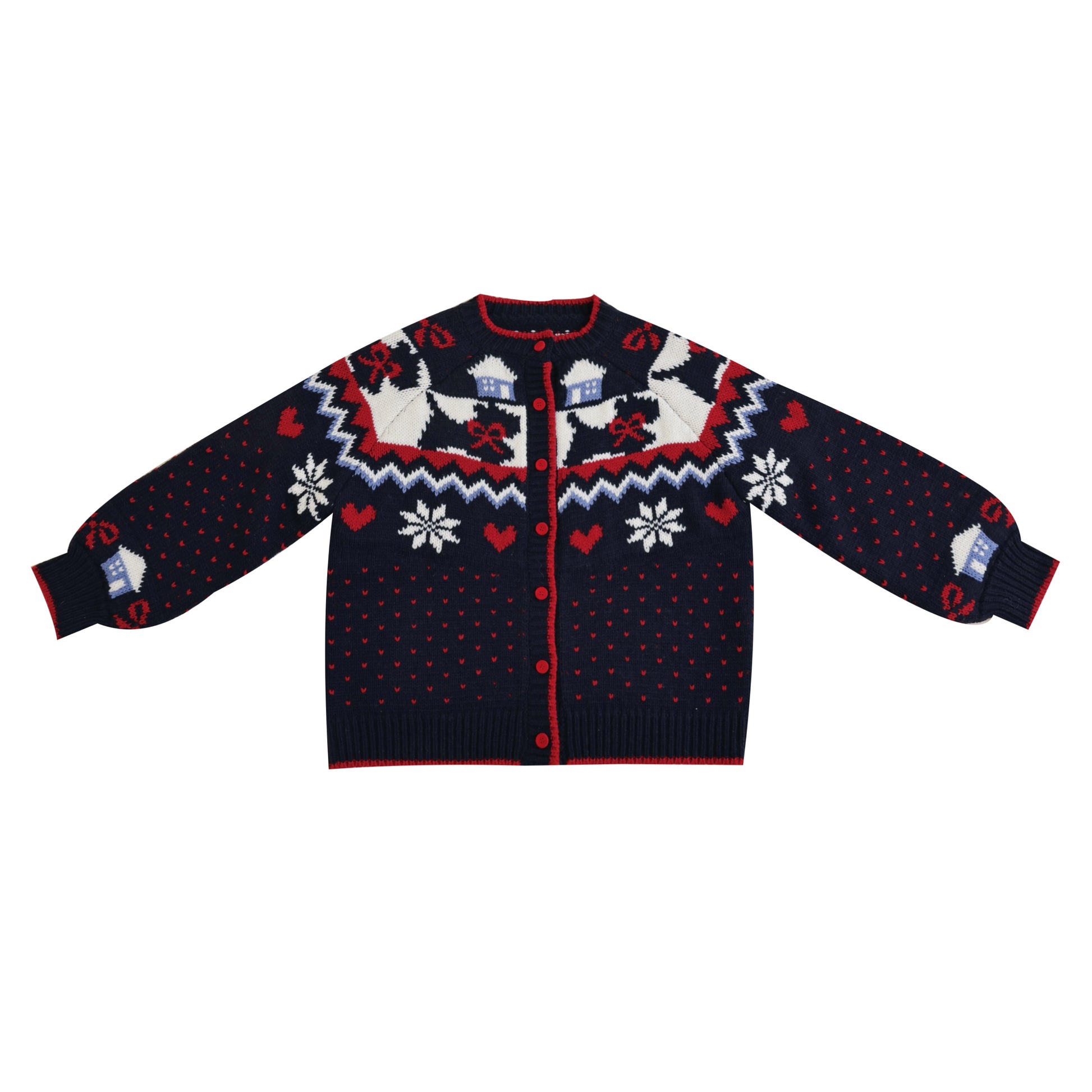 SemenCoicis - Kawaii Fair Isle Dog Knit Sweater sweater SemenCoicis Navy