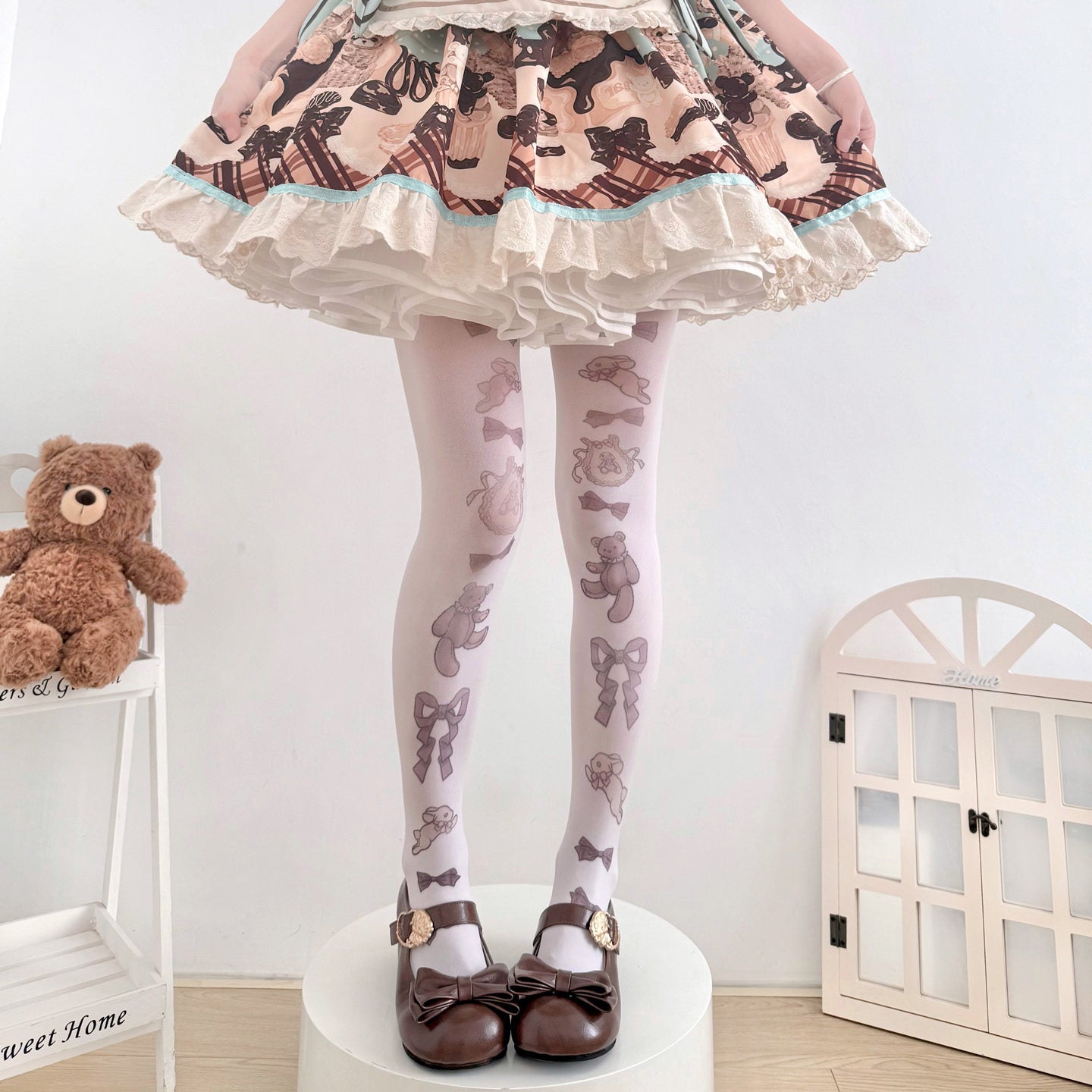 2 Bears - Velvet Bunny Bear Tights tights 2 bears Brown