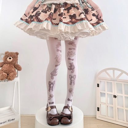 2 Bears - Velvet Bunny Bear Tights tights 2 bears Brown