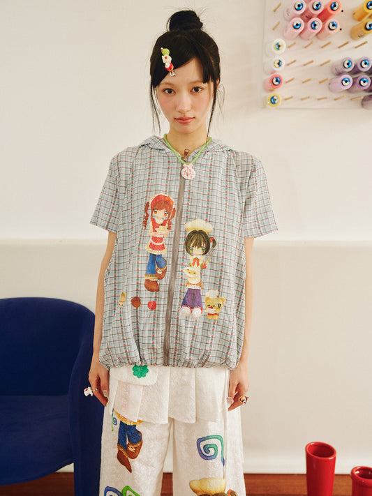 Have a Meal - Plaid Double Layer Shirt blouse have a meal