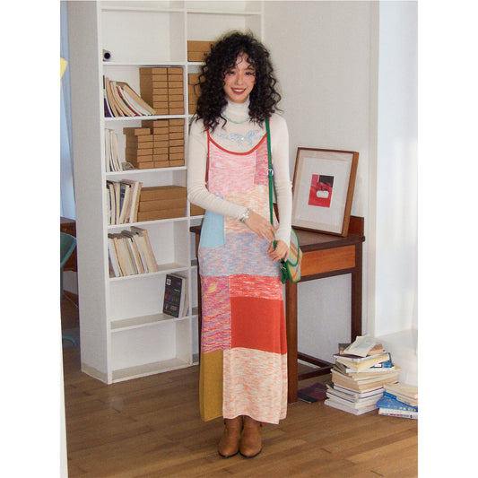 Chemical Girl - Girly Kawaii Color Block Knit Strap Dress dress chemical girl