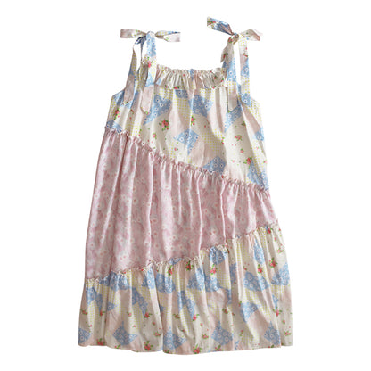 Mameya - Kawaii Floral Patchwork Tie Strap Dress dress Mameya