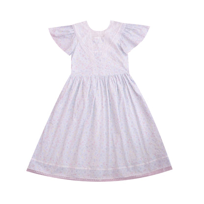 SemenCoicis - Kawaii Floral Sailor Dress - Blue Cotton Lace Trim dress SemenCoicis