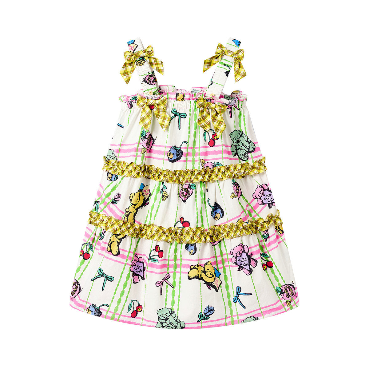 tntntutu - Plaid Bow Bear Suspender Skirt dress tntntutu S