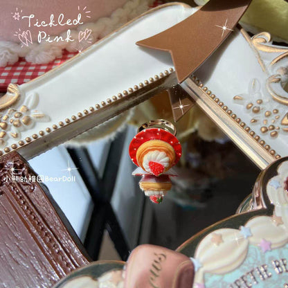 Bear Doll - Cake Dessert Ring ring Bear Doll Dot-patterned Red Plate Egg Tart