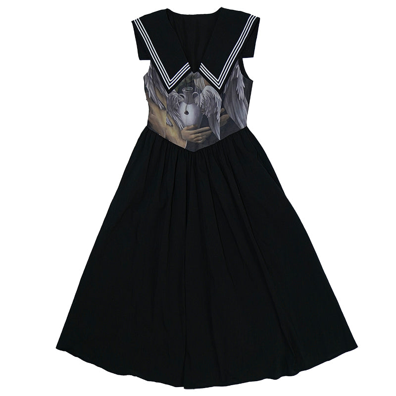 daytoday everyday institute - Kawaii Sleeveless Sailor Dress dress daytoday everyday institute Black S