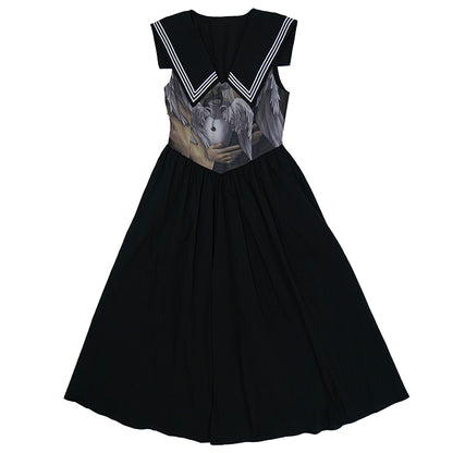 daytoday everyday institute - Kawaii Sleeveless Sailor Dress dress daytoday everyday institute Black S