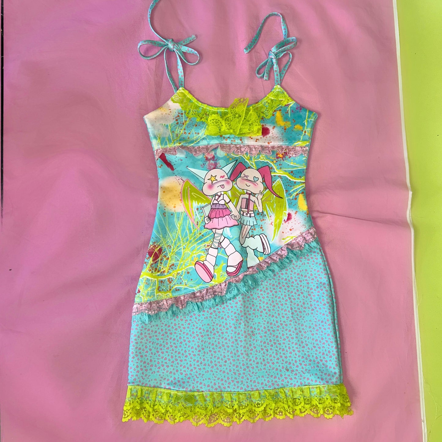 YJM with biubiu Floral Lace Dress | Adjustable Strap Baby Blue Sundress dress YJM with biubiu