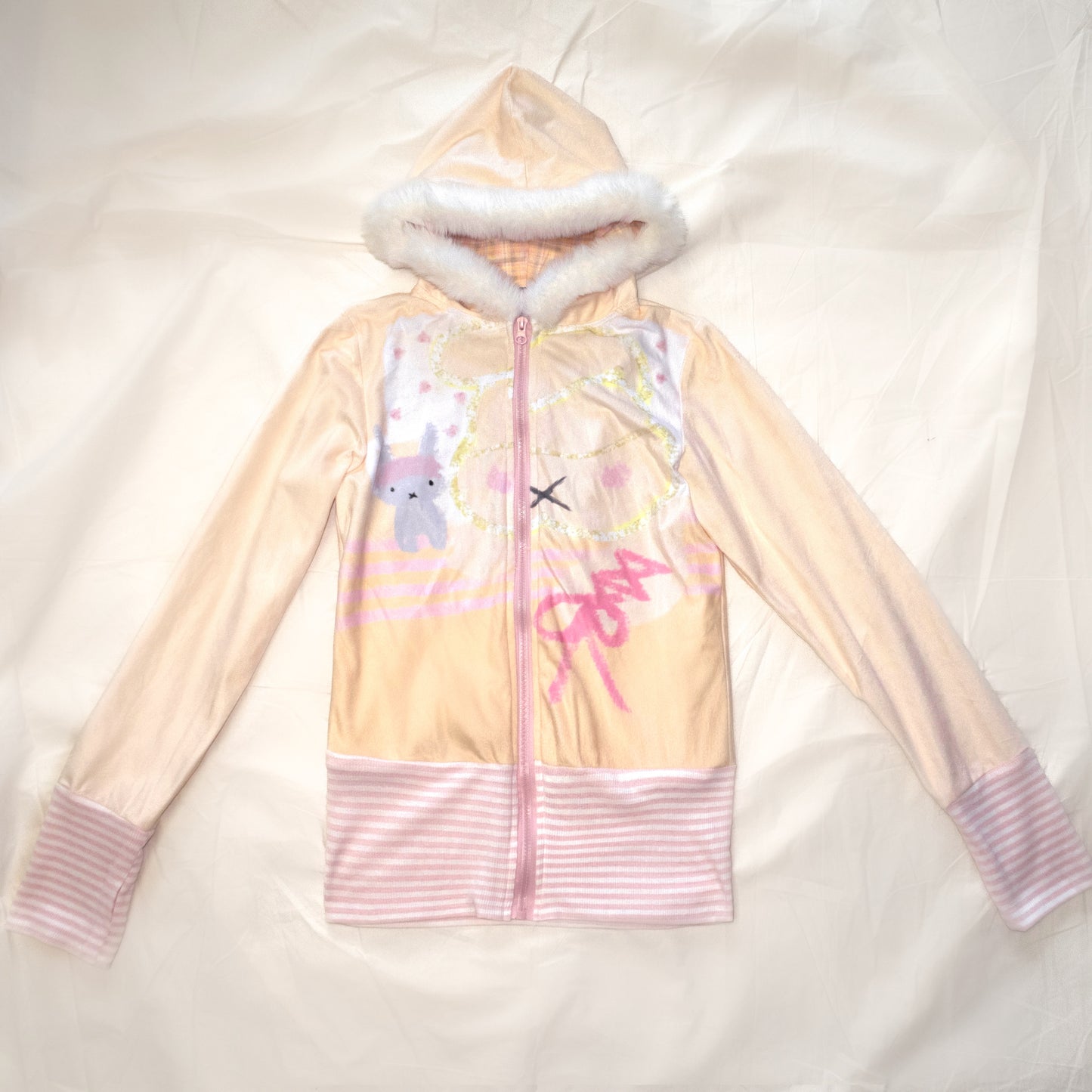 YJM with biubiu - Fuzzy Hooded Zip Jacket jacket YJM with biubiu S