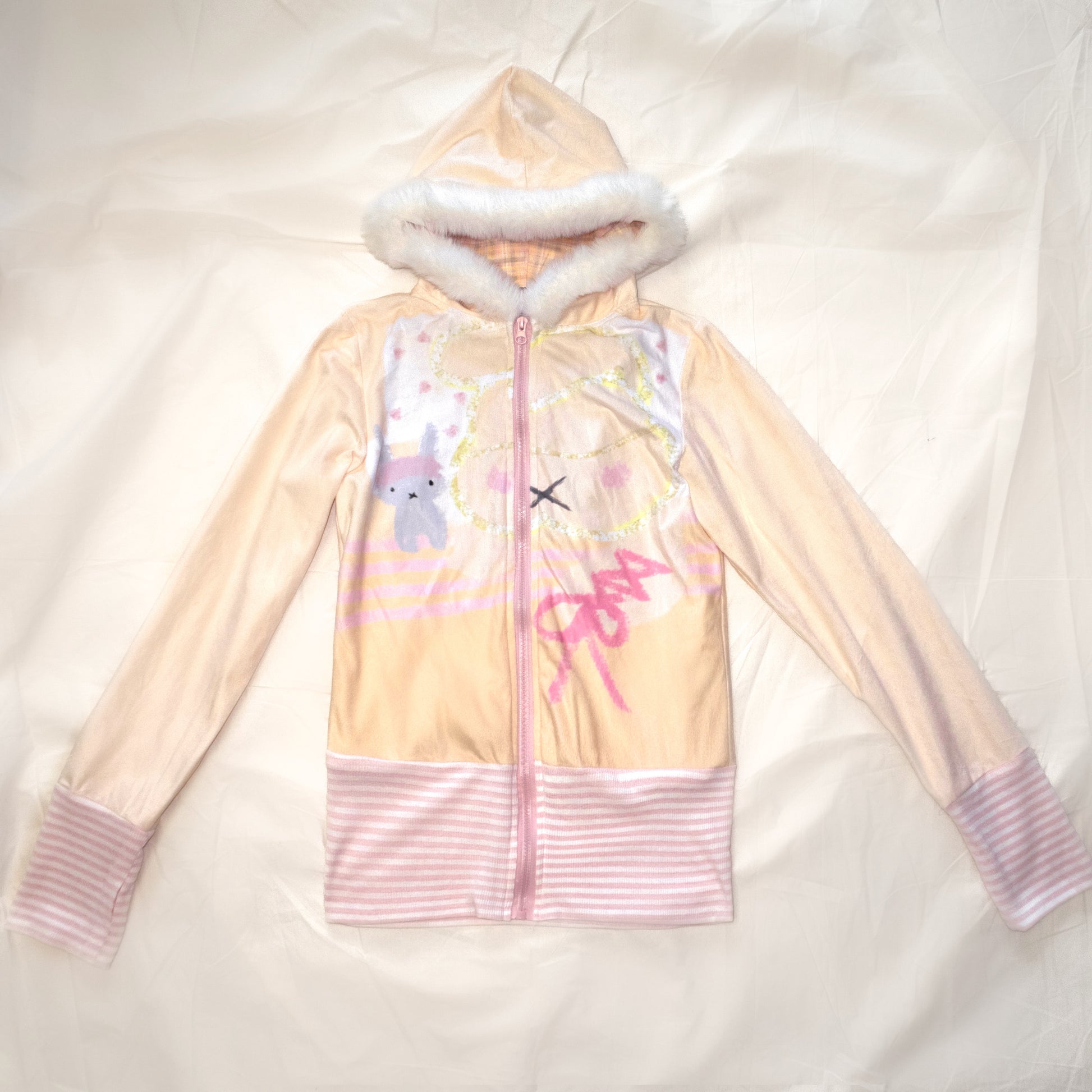 YJM with biubiu - Fuzzy Hooded Zip Jacket jacket YJM with biubiu S