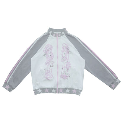 Hashtag DDD - Kawaii Rhinestone Twin-Star Jacket jacket Hashtag DDD S