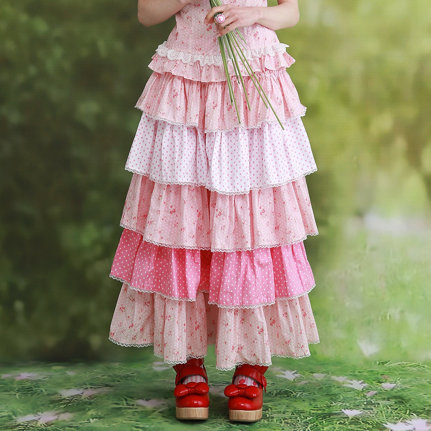 SOS MEME CLUB - Pink Polka Cake Pants skirt SOS MEME CLUB