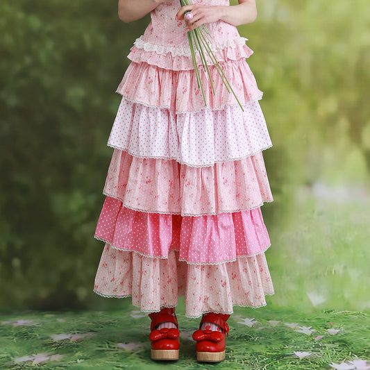SOS MEME CLUB - Pink Polka Cake Pants skirt SOS MEME CLUB