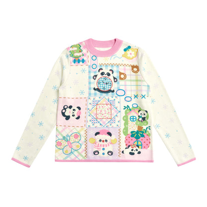 Lutra Jump Sweater Panda Snowflake Sweater Cartoon Vintage Round Neck Base Layer sweater Lutra Jump