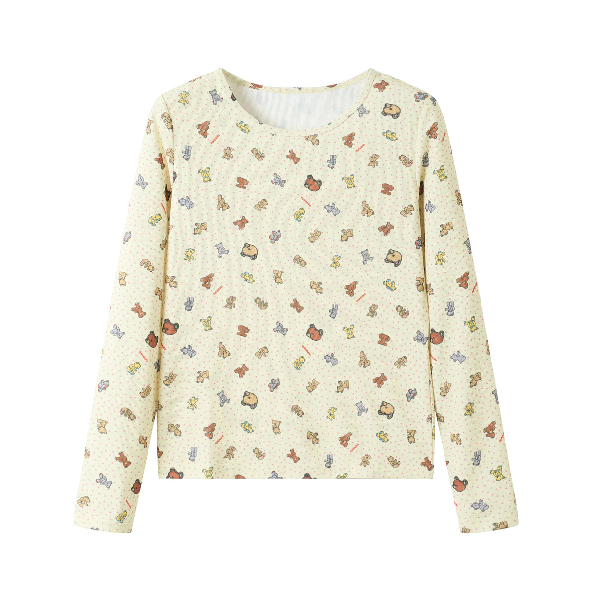 tntntutu - Waffle Knit Printed Long-Sleeve Top shirt tntntutu Little Bear S