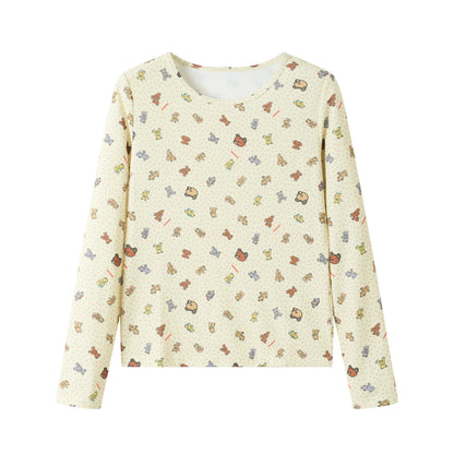tntntutu - Waffle Knit Printed Long-Sleeve Top shirt tntntutu Little Bear S