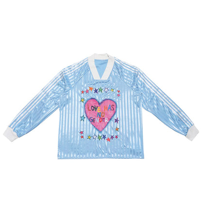 iscreamcolour MOF - Vintage Baseball Long Sleeve Tee Pink Heart Blue Stripe shirt iscreamcolour