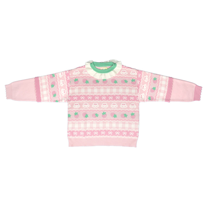 shishihshop Strawberry Puppy Sweater | Decora Bow Sweater | Kawaii Loose Pullover sweater shishihshop