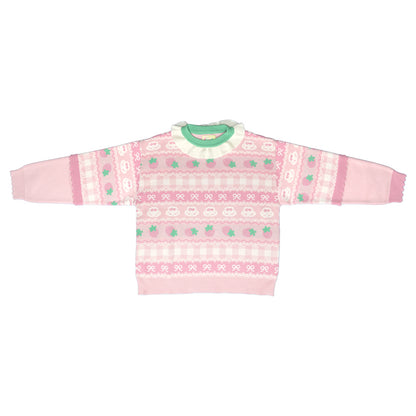 shishihshop Strawberry Puppy Sweater | Decora Bow Sweater | Kawaii Loose Pullover sweater shishihshop