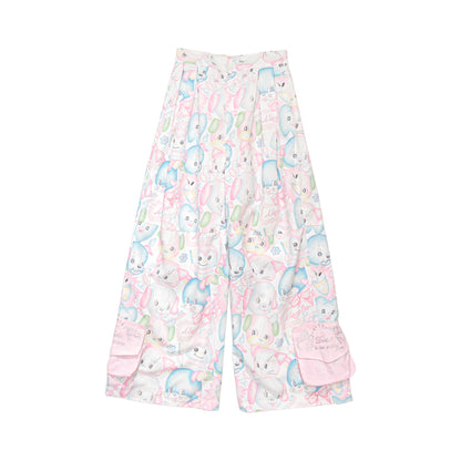 Meugler - Glitter Animal Pocket Pink Wide-Leg Pants pants Meugler S