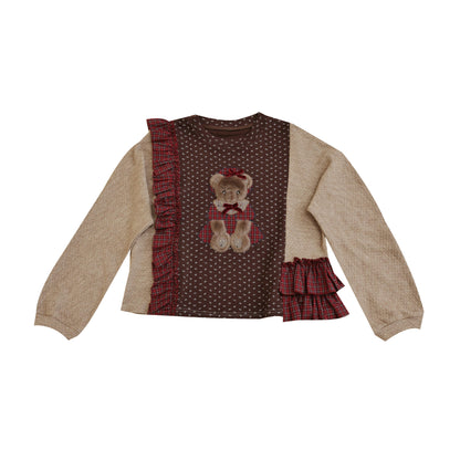 SemenCoicis - Kawaii Knit Sweater Floral Patchwork Bear Sweater sweater SemenCoicis