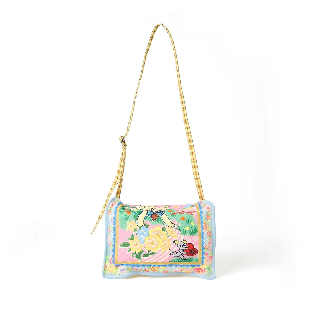 tntntutu - Yellow Plaid Cat & Mouse Messenger Bag bag tntntutu