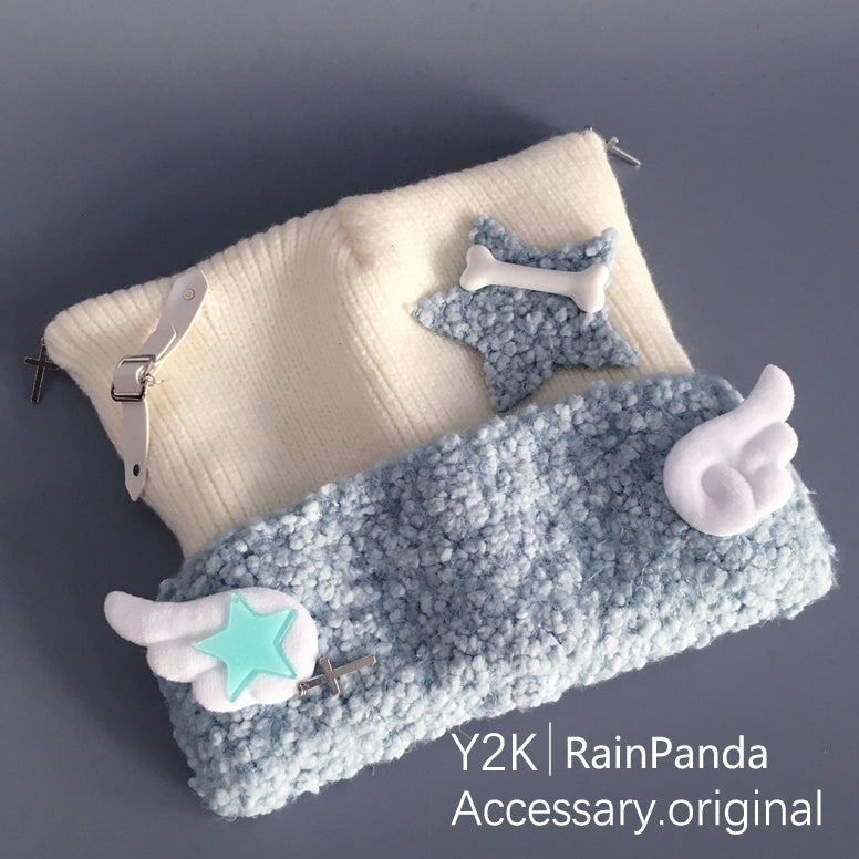 Floating Dream - Kawaii Y2K Angel Wing Cat Ear Beanie hat Floating Dream Blue Hat