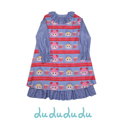 LULULULU - Retro Doll Head Print Loose Dress with Ruffled Collar dress LULULULU S