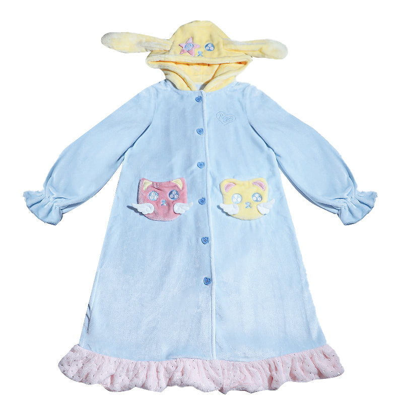 Hashtag DDD - Kawaii Angel Animal Long Fleece Hoodie Robe pajama Hashtag DDD