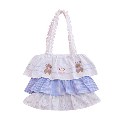 SemenCoicis Kawaii Bear Cake Bag | Sweet Ruffle Bow Shoulder Tote bag SemenCoicis