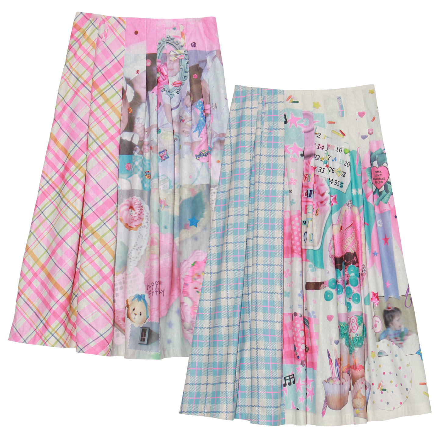 NeogoMade - Kawaii Retro Plaid Reversible Skirt skirt NeogoMade Pink S