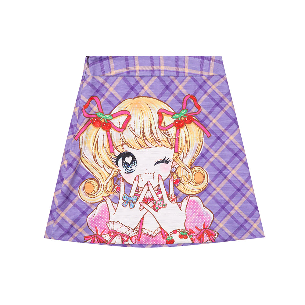 tntntutu Purple Plaid Skirt | Cute Girl Print Skirt | Vintage Cute Mini Skirt skirt tntntutu