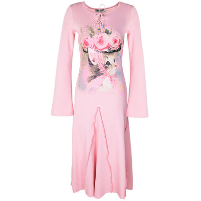 ziziFei - Girly Kei Cat Print Dress dress ziziFei Pink S