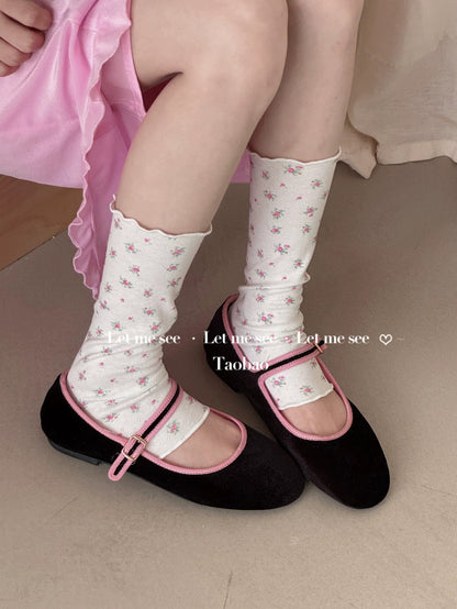 LET ME SEE - Floral Ruffle Footless Leg Warmers socks let me see White