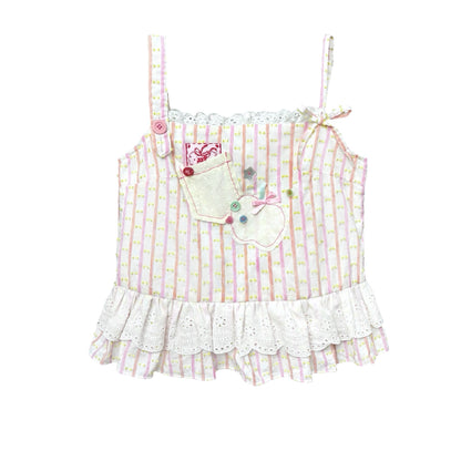 Kawaii Lace Camisole – Apple Print Crop camisole Disorder