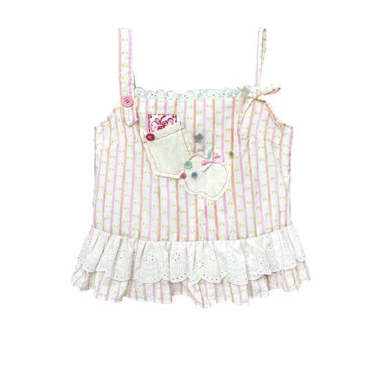 Kawaii Lace Camisole – Apple Print Crop camisole Disorder