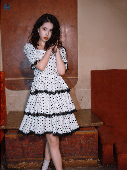 Nanjun Vintage – White Polka Dot Dress dress Nanjun Vintage