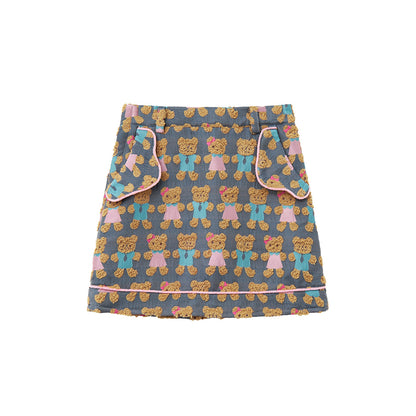 tntntutu - Fuzzy Bear Jacquard Skirt Short & Long skirt tntntutu Short Skirt S