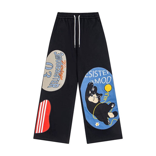 BIBULU - Kidcore Vintage Cartoon Print Straight-Leg Pants pants BIBULU M